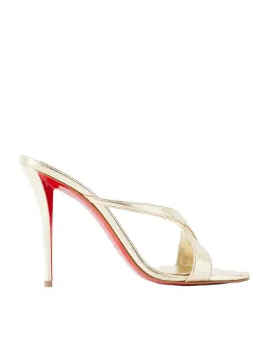 Christian Louboutin Mulazee Cross 100 Metallic Leather Mules | Thumbnail 1