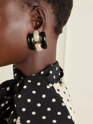 Valentino Garavani Pas Plus Crystal-embellished Enamel Earrings | Thumbnail 2 Valentino Garavani Pas Plus Crystal-embellished Enamel Earrings | Thumbnail 2