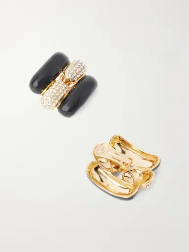 Valentino Garavani Pas Plus Crystal-embellished Enamel Earrings | Thumbnail 3 Valentino Garavani Pas Plus Crystal-embellished Enamel Earrings | Thumbnail 3