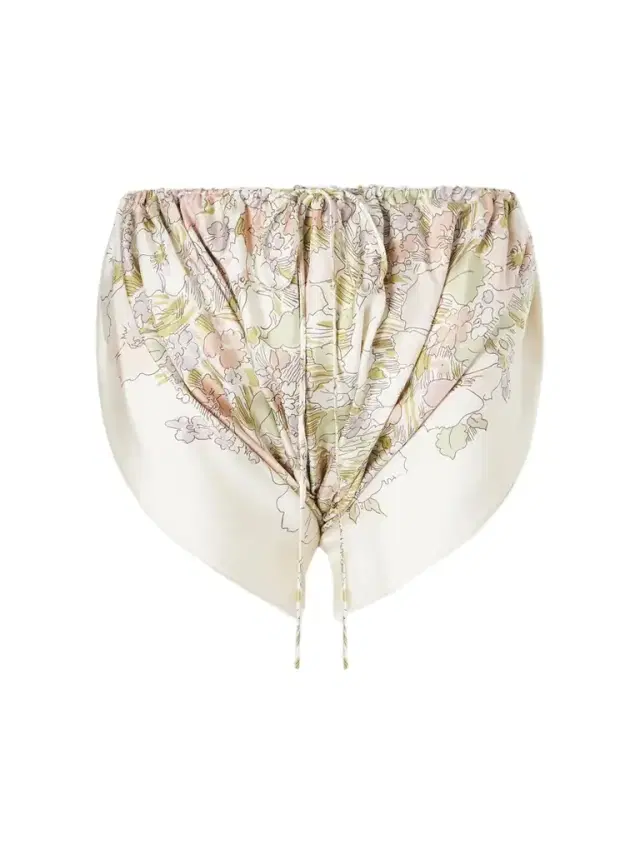 Ruched Floral-print Silk Mini Shorts