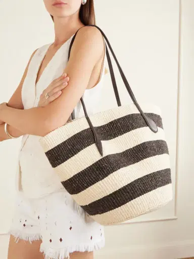 Liffner Leather-trimmed Striped Sisal Tote | Thumbnail 2 Liffner Leather-trimmed Striped Sisal Tote | Thumbnail 2