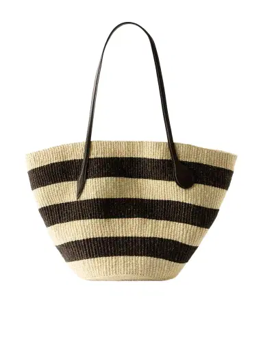 Liffner Leather-trimmed Striped Sisal Tote | Thumbnail 1 Liffner Leather-trimmed Striped Sisal Tote | Thumbnail 1