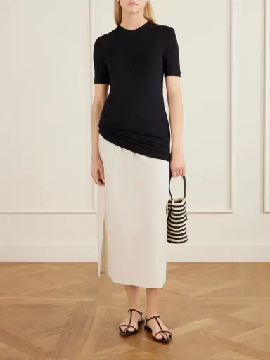 Liffner Sprout Leather-trimmed Striped Sisal Bucket Bag | Thumbnail 3 Liffner Sprout Leather-trimmed Striped Sisal Bucket Bag | Thumbnail 3