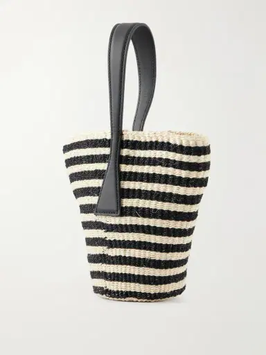Liffner Sprout Leather-trimmed Striped Sisal Bucket Bag | Thumbnail 4 Liffner Sprout Leather-trimmed Striped Sisal Bucket Bag | Thumbnail 4