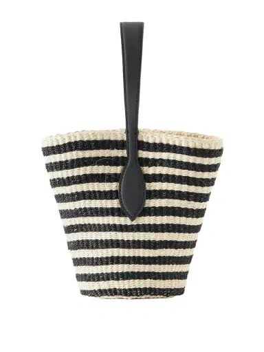 Liffner Sprout Leather-trimmed Striped Sisal Bucket Bag | Thumbnail 1 Liffner Sprout Leather-trimmed Striped Sisal Bucket Bag | Thumbnail 1