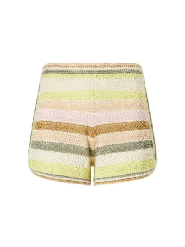 Indra Striped Crocheted Cotton Shorts