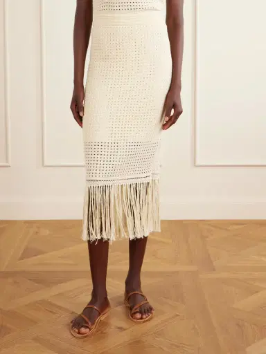 Zimmermann Indra Fringed Crocheted Cotton Maxi Skirt | Thumbnail 3