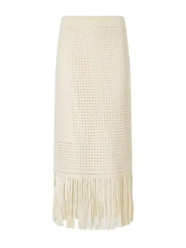 Zimmermann Indra Fringed Crocheted Cotton Maxi Skirt | Thumbnail 1