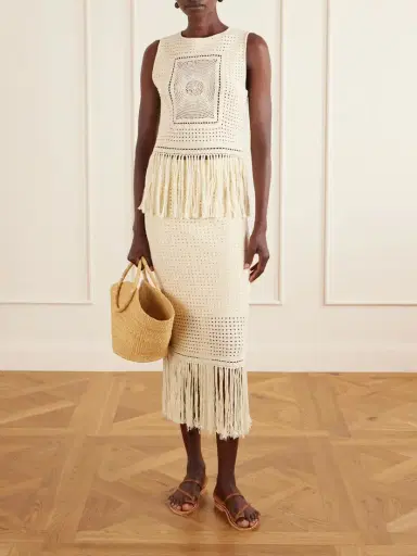 Zimmermann Indra Fringed Crocheted Cotton Tank Top | Thumbnail 2