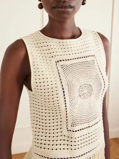 Zimmermann Indra Fringed Crocheted Cotton Tank Top | Thumbnail 4