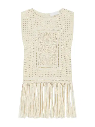 Zimmermann Indra Fringed Crocheted Cotton Tank Top | Thumbnail 1