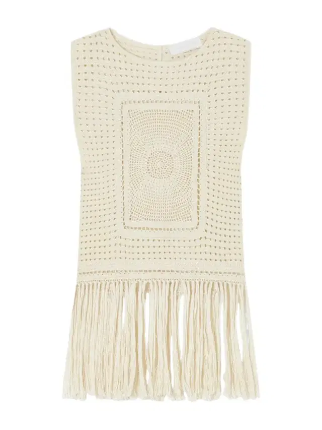 Indra Fringed Crocheted Cotton Tank Top
