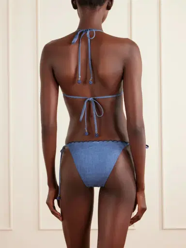 Zimmermann Aster Scalloped Embroidered Denim Bikini | Thumbnail 3 Zimmermann Aster Scalloped Embroidered Denim Bikini | Thumbnail 3