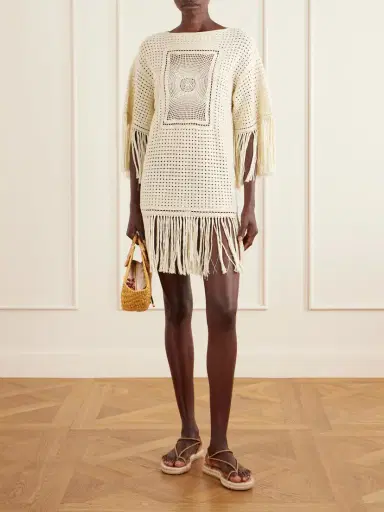 Zimmermann Indra Fringed Crocheted Cotton Mini Dress | Thumbnail 2 Zimmermann Indra Fringed Crocheted Cotton Mini Dress | Thumbnail 2