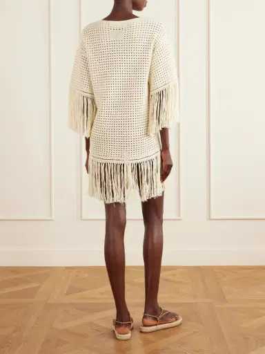 Zimmermann Indra Fringed Crocheted Cotton Mini Dress | Thumbnail 3 Zimmermann Indra Fringed Crocheted Cotton Mini Dress | Thumbnail 3