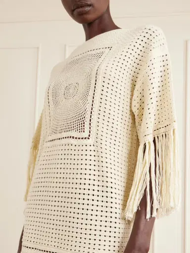 Zimmermann Indra Fringed Crocheted Cotton Mini Dress | Thumbnail 4 Zimmermann Indra Fringed Crocheted Cotton Mini Dress | Thumbnail 4