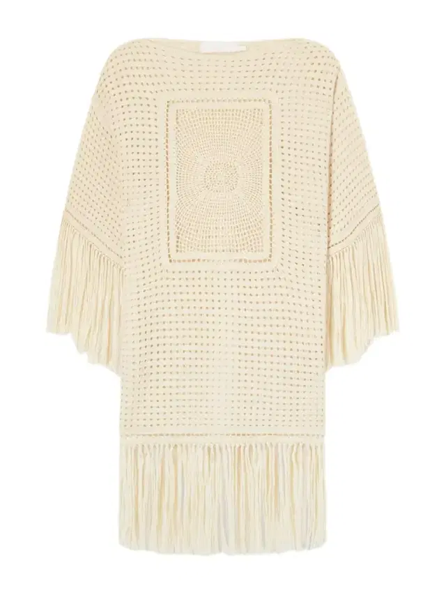 Zimmermann Indra Fringed Crocheted Cotton Mini Dress