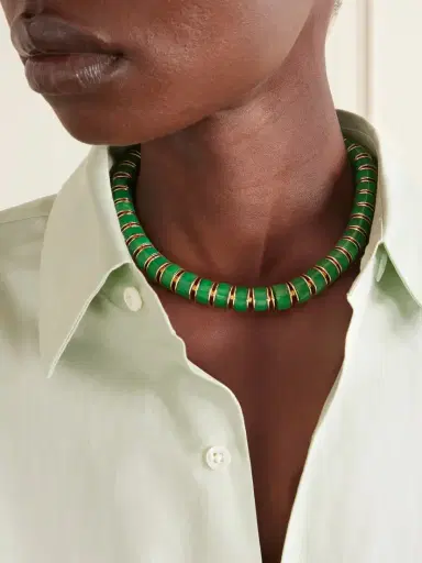 Roxanne Assoulin The Stone Slice Gold-tone Jade And Carnelian Beaded Necklace | Thumbnail 2