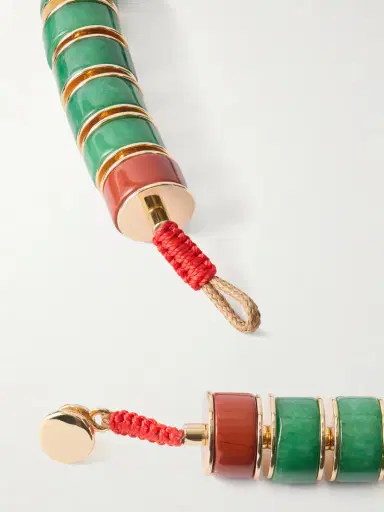 Roxanne Assoulin The Stone Slice Gold-tone Jade And Carnelian Beaded Necklace | Thumbnail 3