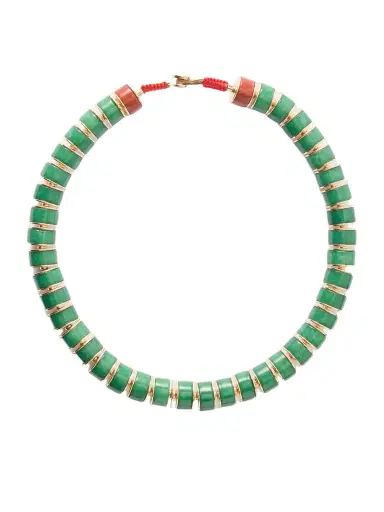 Roxanne Assoulin The Stone Slice Gold-tone Jade And Carnelian Beaded Necklace | Thumbnail 1