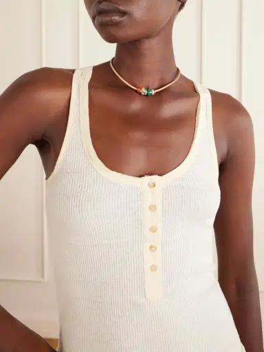 Roxanne Assoulin The Leather Stone Gold-tone, Multi-stone And Leather Necklace | Thumbnail 2 Roxanne Assoulin The Leather Stone Gold-tone, Multi-stone And Leather Necklace | Thumbnail 2