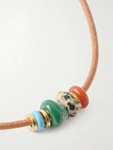Roxanne Assoulin The Leather Stone Gold-tone, Multi-stone And Leather Necklace | Thumbnail 4 Roxanne Assoulin The Leather Stone Gold-tone, Multi-stone And Leather Necklace | Thumbnail 4