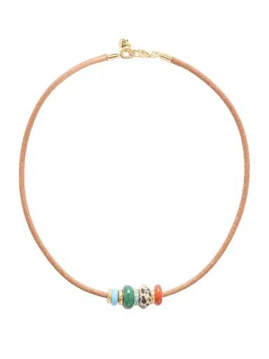 Roxanne Assoulin The Leather Stone Gold-tone, Multi-stone And Leather Necklace | Thumbnail 1 Roxanne Assoulin The Leather Stone Gold-tone, Multi-stone And Leather Necklace | Thumbnail 1
