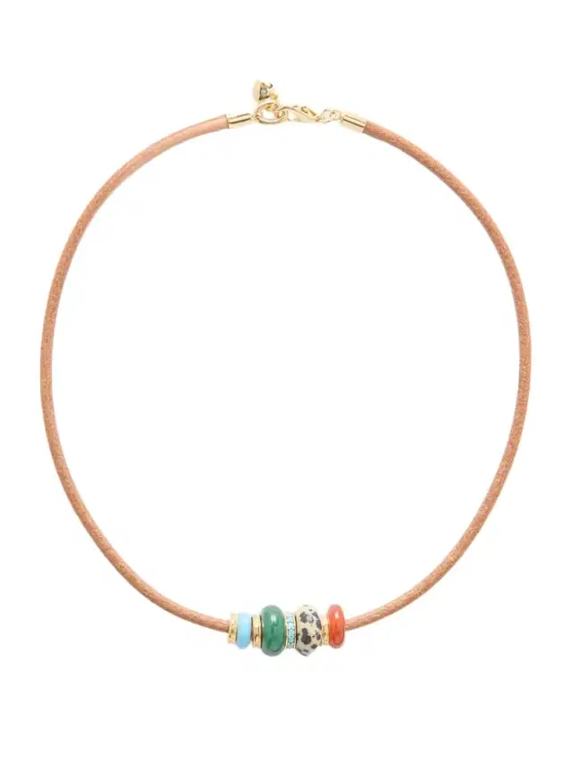 Roxanne Assoulin The Leather Stone Gold-tone, Multi-stone And Leather Necklace