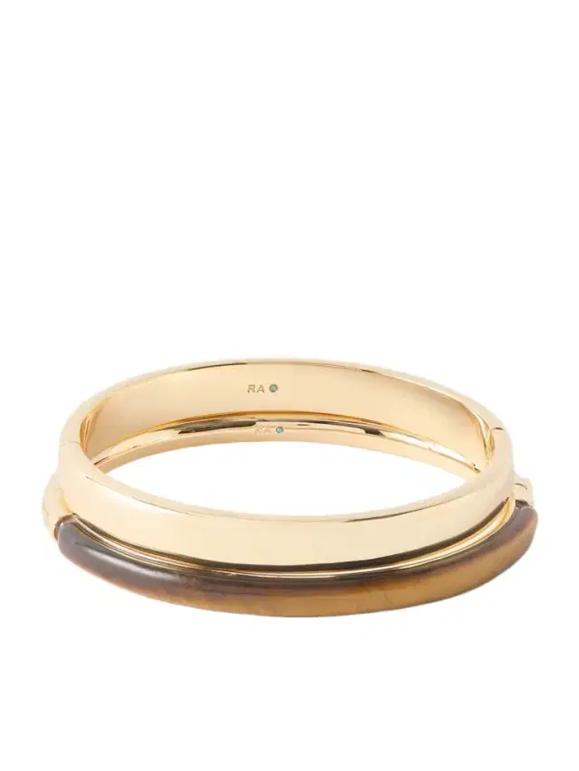 Roxanne Assoulin The Classic Stone Hinge Set Of Two Gold-tone Tiger's Eye Bangles