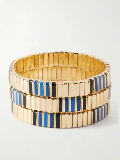 Roxanne Assoulin Very Well Done Snaked Set Of Three Gold-tone And Enamel Bracelets | Thumbnail 3 Roxanne Assoulin Very Well Done Snaked Set Of Three Gold-tone And Enamel Bracelets | Thumbnail 3