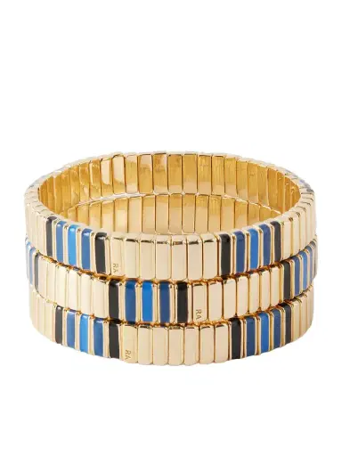 Roxanne Assoulin Very Well Done Snaked Set Of Three Gold-tone And Enamel Bracelets | Thumbnail 1 Roxanne Assoulin Very Well Done Snaked Set Of Three Gold-tone And Enamel Bracelets | Thumbnail 1