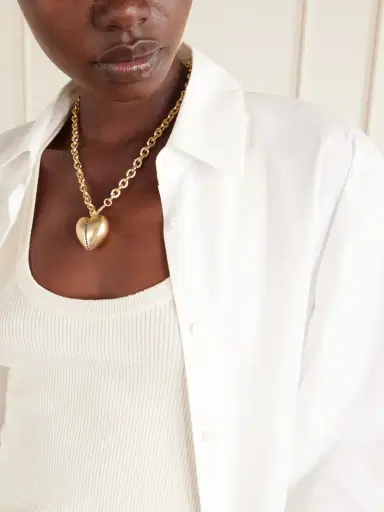Roxanne Assoulin The Sapphire Stripe Puffy Heart Gold-tone And Sapphire Necklace | Thumbnail 2 Roxanne Assoulin The Sapphire Stripe Puffy Heart Gold-tone And Sapphire Necklace | Thumbnail 2