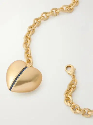 Roxanne Assoulin The Sapphire Stripe Puffy Heart Gold-tone And Sapphire Necklace | Thumbnail 3 Roxanne Assoulin The Sapphire Stripe Puffy Heart Gold-tone And Sapphire Necklace | Thumbnail 3