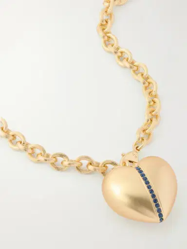 Roxanne Assoulin The Sapphire Stripe Puffy Heart Gold-tone And Sapphire Necklace | Thumbnail 4 Roxanne Assoulin The Sapphire Stripe Puffy Heart Gold-tone And Sapphire Necklace | Thumbnail 4