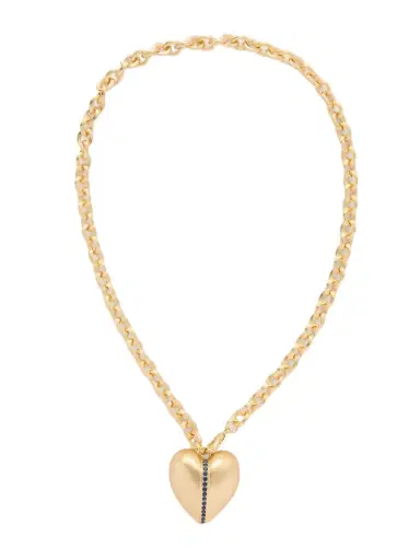Roxanne Assoulin The Sapphire Stripe Puffy Heart Gold-tone And Sapphire Necklace | Thumbnail 1 Roxanne Assoulin The Sapphire Stripe Puffy Heart Gold-tone And Sapphire Necklace | Thumbnail 1