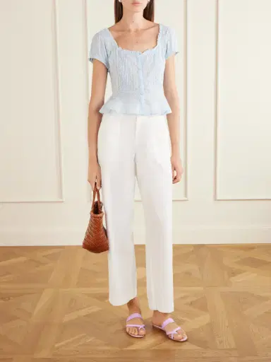 Rixo Sandi Cropped Broderie Anglaise Cotton Blouse | Thumbnail 2 Rixo Sandi Cropped Broderie Anglaise Cotton Blouse | Thumbnail 2