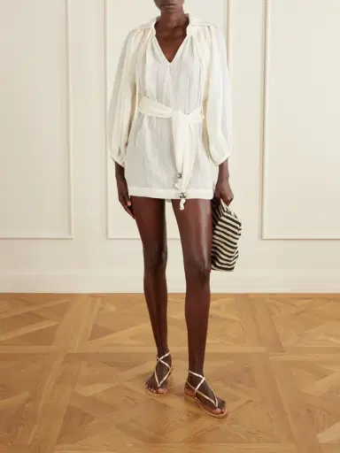 Lisa Marie Fernandez Poet Belted Linen Mini Dress | Thumbnail 2 Lisa Marie Fernandez Poet Belted Linen Mini Dress | Thumbnail 2