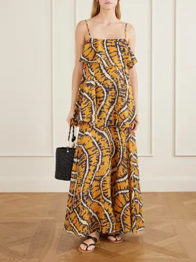 ALÉMAIS Ripple Tiered Printed Ramie Maxi Dress | Thumbnail 2