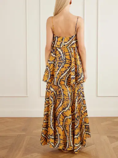 ALÉMAIS Ripple Tiered Printed Ramie Maxi Dress | Thumbnail 3