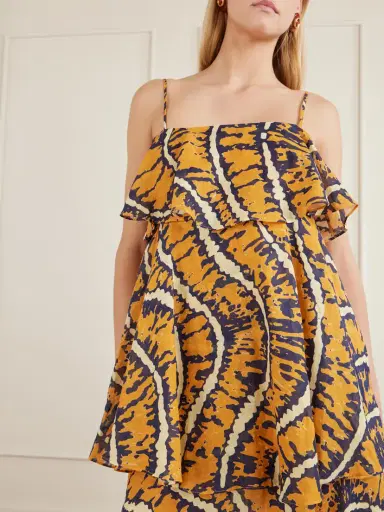 ALÉMAIS Ripple Tiered Printed Ramie Maxi Dress | Thumbnail 4