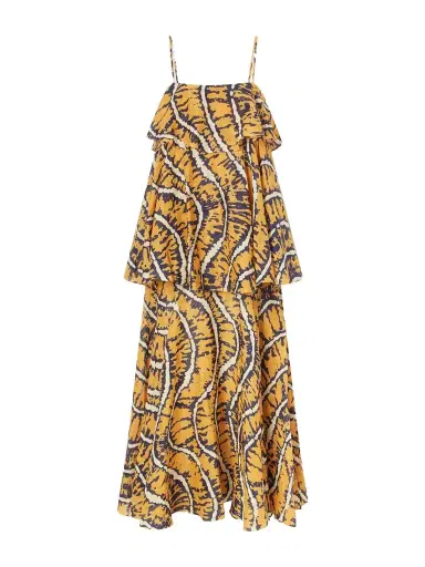 ALÉMAIS Ripple Tiered Printed Ramie Maxi Dress | Thumbnail 1