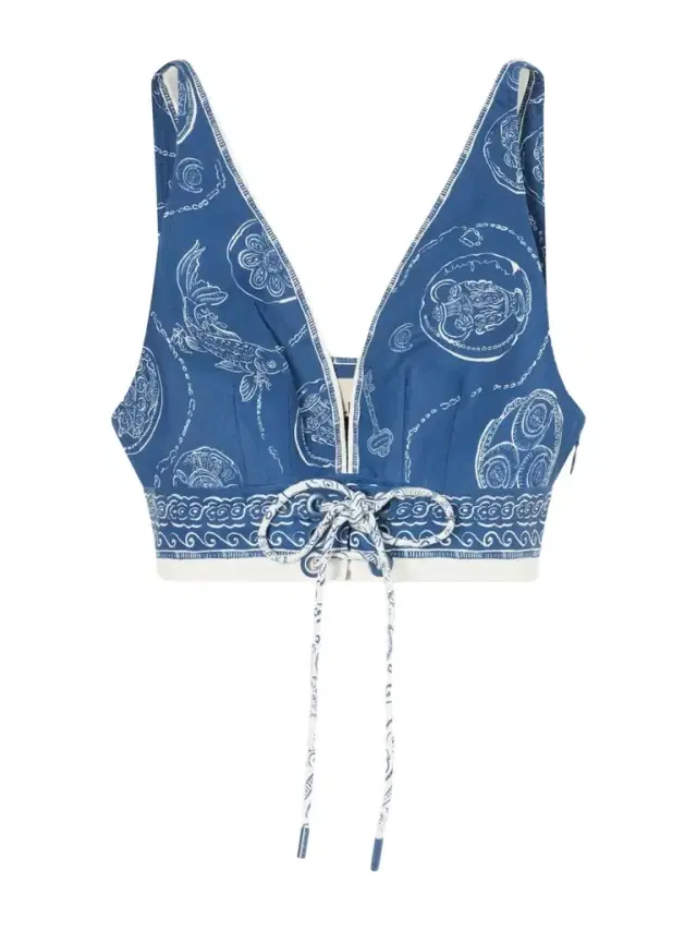 Lucky Cropped Printed Linen Top
