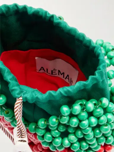 ALÉMAIS Strawberry Beaded Wood Shoulder Bag | Thumbnail 6