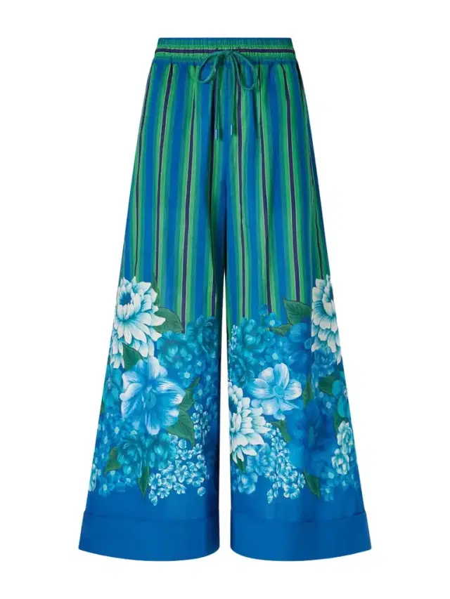 ALÉMAIS Margo Printed Organic Cotton-voile Wide-leg Pants