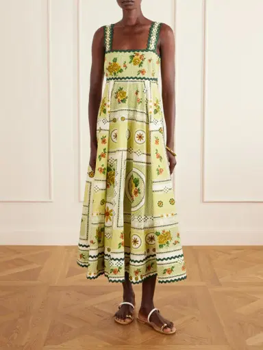 ALÉMAIS Dixie Pleated Floral-print Cotton-poplin Midi Dress | Thumbnail 3