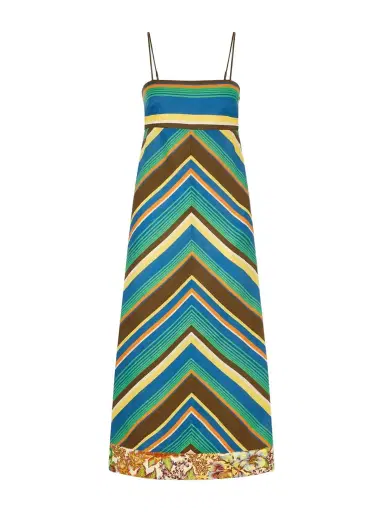 ALÉMAIS Charlie Striped Floral-print Linen Midi Dress | Thumbnail 1 ALÉMAIS Charlie Striped Floral-print Linen Midi Dress | Thumbnail 1