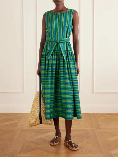 ALÉMAIS Margo Belted Striped Organic Cotton-poplin Midi Dress | Thumbnail 2