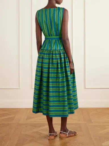 ALÉMAIS Margo Belted Striped Organic Cotton-poplin Midi Dress | Thumbnail 3