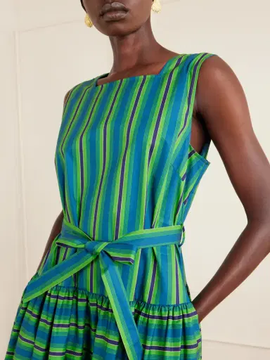 ALÉMAIS Margo Belted Striped Organic Cotton-poplin Midi Dress | Thumbnail 4