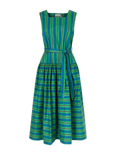 ALÉMAIS Margo Belted Striped Organic Cotton-poplin Midi Dress | Thumbnail 1